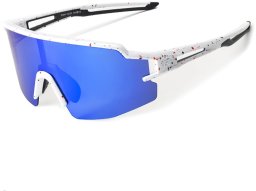 RockBros Okulary rowerowe polaryzacyjne z ochroną UV i wkładką korekcyjną niebieskie szkła - białe (8386824303780)