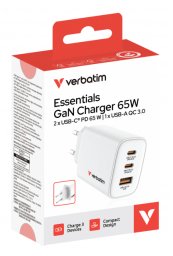 Ładowarka sieciowa Verbatim Essentials GaN 65W biały 32353