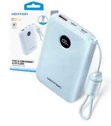 Powerbank Vention 10000mAh 2 x USB-C 1x USB-A z wyświetlaczem 22.5W niebieski