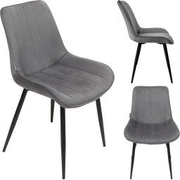 Krzesło tapicerowane welurowe do salonu jadalni velvet loft grafitowe