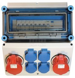 HPL01042 Rozdzielnica gniazdowa 1x16A 1x32A 400V, 4x16A 230V IP44 Mi-GN/Z 400002