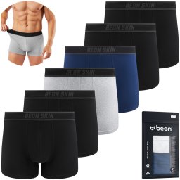 Beon Bokserki męskie MB-G11 Coal Black 4x, Navy Blue 1x, Granite Grey 1x (XXL)