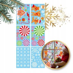 ECARLA Naklejki świąteczne na okno Boże Narodzenie 6 Arkuszy 20cm x 30cm NKD14