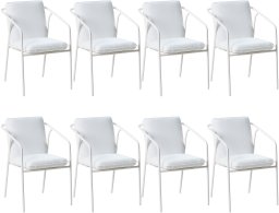 Zestaw 8 krzeseł ogrodowych z poduszkami ASCIANO Metal Biały