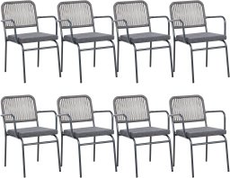 Zestaw 8 krzeseł ogrodowych z poduszkami TACENO Metal Szary