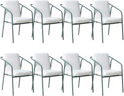 Zestaw 8 krzeseł ogrodowych z poduszkami ASCIANO Metal Zielony