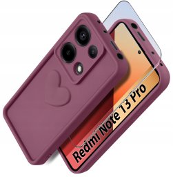 Etui do Xiaomi Redmi Note 13 Pro 4G silikonowe MATOWE serce + Szkło 9H