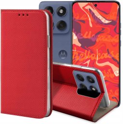 Hello Case ETUI Z KLAPKĄ DO MOTOROLA EDGE 60 FUSION CZERWONE ZAMYKANE MAGNETYCZNE CASE