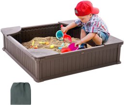 Piaskownica kwadratowa plastikowa zamykana z pokrywą 123x123 cm