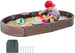Vevor Piaskownica plastikowa zamykana z pokrywą 183x105.5 cm