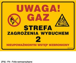 JD051 - Uwaga!Gaz.Strefa zagrożenia wybuchem 100x75