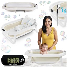 WANIENKA DZIECIĘCA Z TERMOMETREM HARMONY BEŻOWA PODUSZKA SŁONIKI