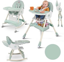 FUN BABY KRZESEŁKO DO KARMIENIA FUNKCJĄ BUJACZKA DLA DZIECI 6W1 SKŁADANE ZIELONE
