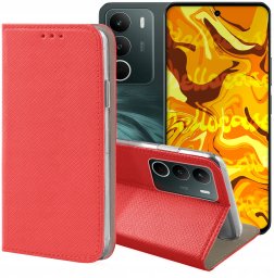 ETUI Z KLAPKĄ DO REALME C71 CZERWONE ZAMYKANE MAGNETYCZNE OCHRONNE KABURA