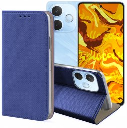 ETUI Z KLAPKĄ DO OPPO A5 4G / 5G GRANATOWE ZAMYKANE MAGNETYCZNE OCHRONNE