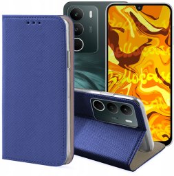 ETUI Z KLAPKĄ DO REALME C71 GRANATOWE ZAMYKANE MAGNETYCZNE OCHRONNE KABURA