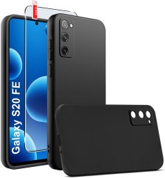 Etui Czarne Matowe Silikon Slim do Samsung S20 FE + SZKŁO 9H
