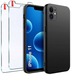 ZESTAW Etui do iPhone 11 | Matowe Czarne Silikon Slim + 2 SZTUKI SZKŁO