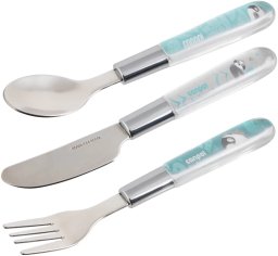 Zestaw sztućców ze stali nierdzewnej Exotic Animals niebieski 9/477