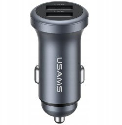Ładowarka samochodowa USAMS CC320 Aluminium 2.4A 2xUSB-A tarnish