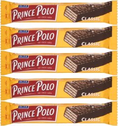 Prince Polo Classic Kruchy wafelek z kremem kakaowym oblany czekoladą 17,5 g x 5 sztuk
