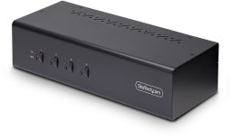 StarTech.com 4-Port Dual-Monitor DisplayPort KVM Switch, 4K 60Hz, 2x USB 5Gbps Hub Ports, 2x USB 2.0 HID Ports, Hotkey and Push-Button Switching, TAA Compliant - 3.5mm Audio, HDCP (P4DD46A2-KVM-SWITCH) - KVM-/Audio-Switch - 4 x KVM/Audio/USB - 1 loka
