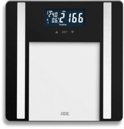 Waga łazienkowa Waga łazienkowa z analizą masy ciała, do 180 kg, 30 x 30 cm, czarny / ADE