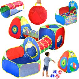 NAMIOTY DLA DZIECI Z TUNELAMI 5w1 SUCHY BASEN DOMEK + TARCZA DO DOMU OGRODU