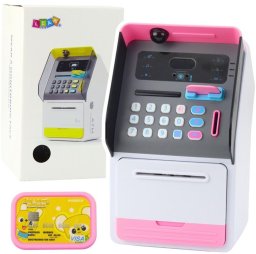 LeanToys Skarbonka Bankomat Sejf różowy