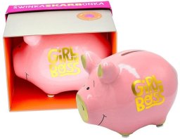 KUKARTKA Skarbonka mała świnka Girl boss