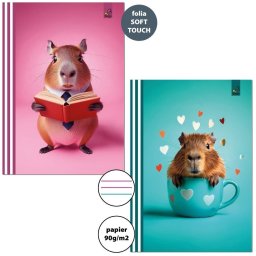 Zeszyt A4/32K 3-linie kolor 90g Kapibara (6szt)