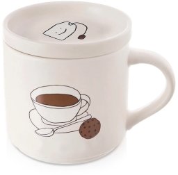 Kubek do Parzenia Herbaty Ziół Naparów z Pokrywką Porcelanowy ORION 420 ml