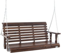 Vevor Huśtawka ogrodowa 140cm ławka wisząca 400kg na łańcuchach brązowa