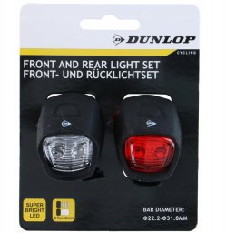 ZESTAW SILIKONOWYCH LAMP ROWEROWYCH LED PRZÓD I TYŁ BLACK DUNLOP