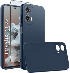 krainaGSM Etui do Motorola Moto G35 5G silikonowe MATOWE + Szkło ochronne 9H