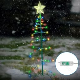Choinka 75cm spiralna z gwiazdą USB pilot barwne podświetlenie RGBIC