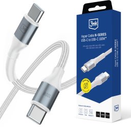 Kabel USB 3MK USB-C - USB-C 1 m Biały (5903108680387)