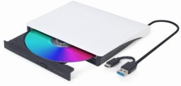 GEMBIRD ZEWNĘTRZNA NAGRYWARKA DVD 8X, CD 24X USB 3.1 SLIM CZARNO-BIAŁA
