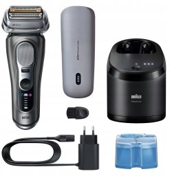 Braun Series 9 Pro+ Wet & Dry 6-in-1 SmartCare centrs & PowerCase futralis tumsi peleka - Skuveklis 9675CC (8700216555012)