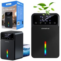 Climative DH-035 Luxe UV osuszacz powietrza z lampą UV higrometr termometr podświetlany zbiornik Peltiera tryb snu cicha praca akcesoria filtracja powietrza