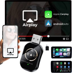 Mini adapter wifi Carplay Android Auto 2w1 Pendrive + Airplay iOS 3w1