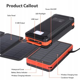 Elzle Solar Powerbank Orange, 26.800mAh