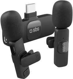 Mikrofony krawatowe SBS z odbiornikiem USB-C 2szt. - czarne