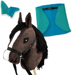 Zestaw Skippi - Hobby Horse Gniady - Derka i nauszniki - mięta i niebieski
