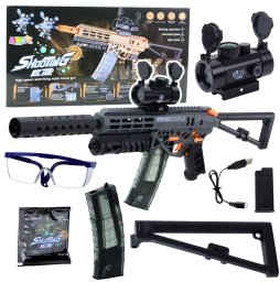 KARABIN ELEKTRYCZNY MK7 NA KULKI WODNE 2 MAGAZYNKI OKULARY CELOWNIK AKUMULATOR