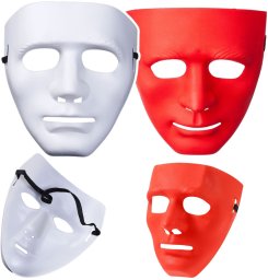 LeanToys Maska Anonim Karnawałowa Halloweenowa Na Gumce Biała Czerwona