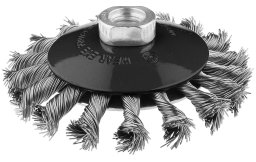 Szczotka druciana tarczowa odgięta 100 mm, drut skręcony, INOX, M14
