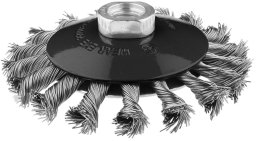 Szczotka druciana tarczowa odgięta 115 mm, drut skręcony, INOX, M14