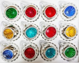 Bombki szklane 6cm reflektor 12szt Ręczna produkcja. Produkt PL (kolorowe, B)