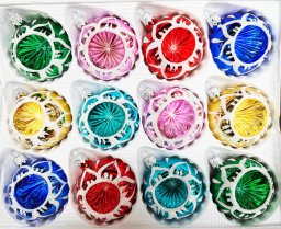 Bombki szklane 6cm reflektor 12szt Ręczna produkcja. Produkt PL (kolorowe, A)